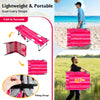 5-position outdoor folding chaise lounge chair in rose red, featuring adjustable footrest and portable design for easy.