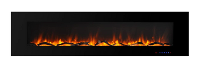Valuxhome WM72 72 in. 750/1500W Wall Mounted Log and Crystals Fireplace with Remote Black New