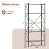 5-tier bookshelf with open shelves, rustic brown finish, heavy-duty metal frame, ideal for living room or study.