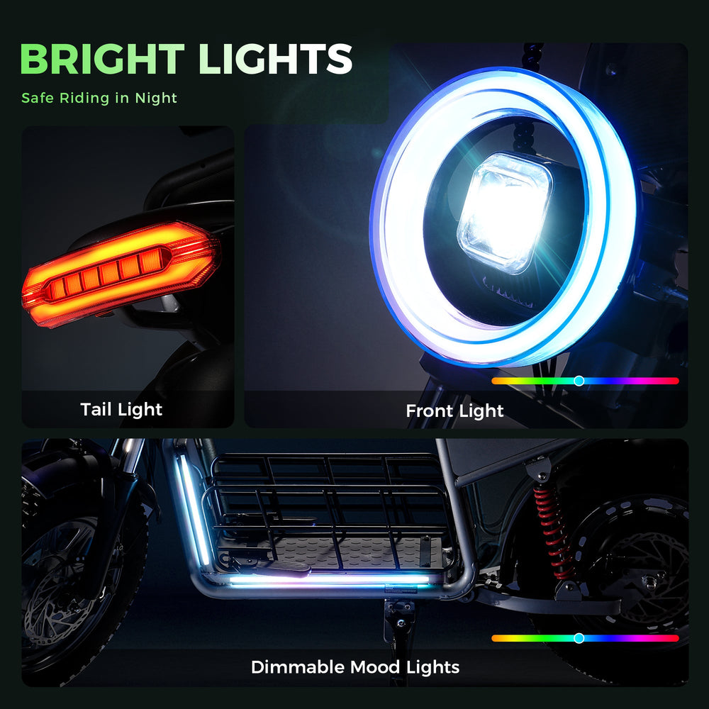 Bright lights graphic (front light, tail light, mood lights)