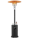 50000 BTU propane patio heater with round table design in black, featuring adjustable temperature control for outdoor.