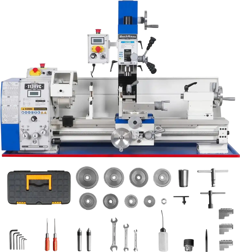 2 HP 11'' x 30'' Combination Lathe Milling Drilling Machine Brushless Motor, 1.5'' Spindle Bore, 0-2000 RPM Variable Speed, High Precision Benchtop Lathe for Metalworking – Without Stand 1130VC