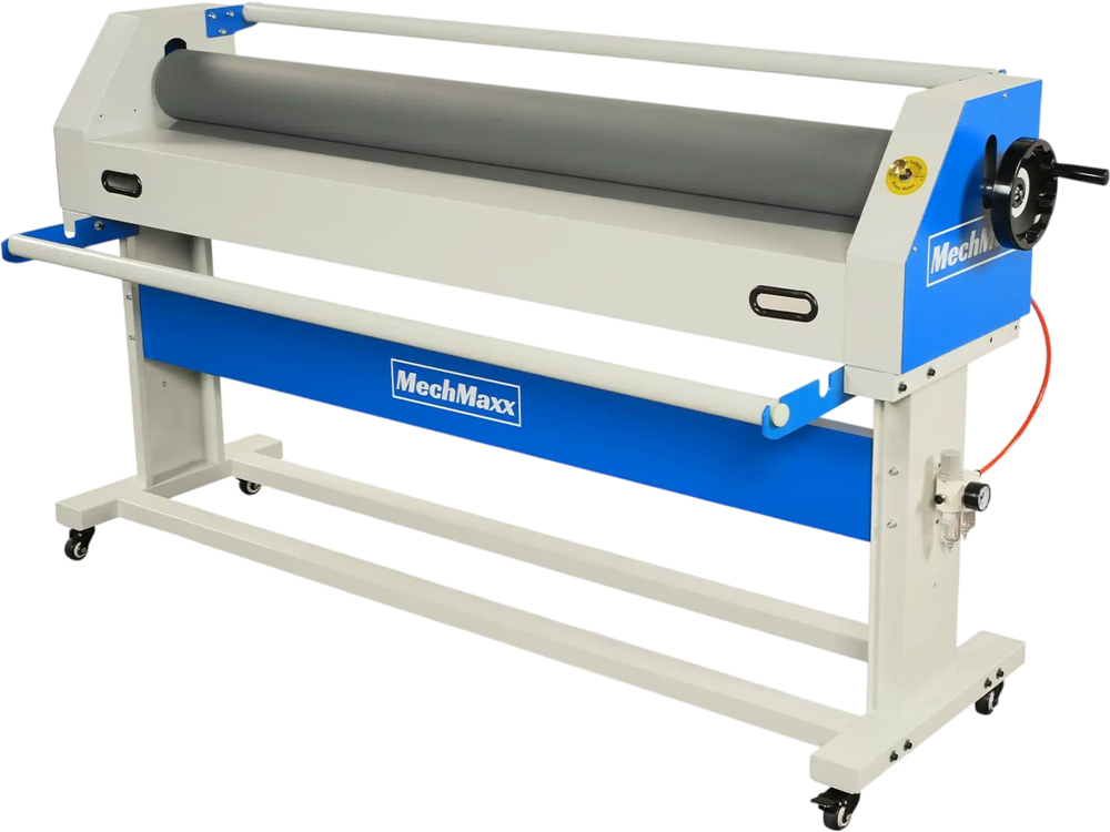 63" Wide Format Pneumatic Laminator Manual Cold Laminating Machine 60" Max Laminating Width,Pneumatic Roller Lift & Wear-Resistant Rubber Roller Portable Stand Included, 0.78" Max Thickness (Requires Air Compressor, Not Included) 1600-C1