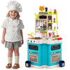 Kids kitchen playset in blue featuring realistic sounds, lights, and a functional sink for imaginative play.