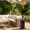 Bronze patio propane gas heater with adjustable flame control, providing 50,000 BTU heat for outdoor terraces and.