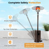 50,000 BTU patio propane gas heater in bronze with stainless steel burner, featuring safety protections for outdoor use.
