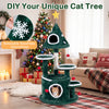 Christmas tree-shaped 50" cat tree with condos, sisal scratching post, and removable snowflake decorations for feline fun.