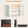 Dimensions of the 50” white fireplace TV stand with RGB lights and 23” electric fireplace for living room storage.