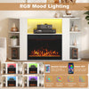 50” white fireplace TV stand features RGB lights, 23” electric fireplace, and ample storage for living room decor.