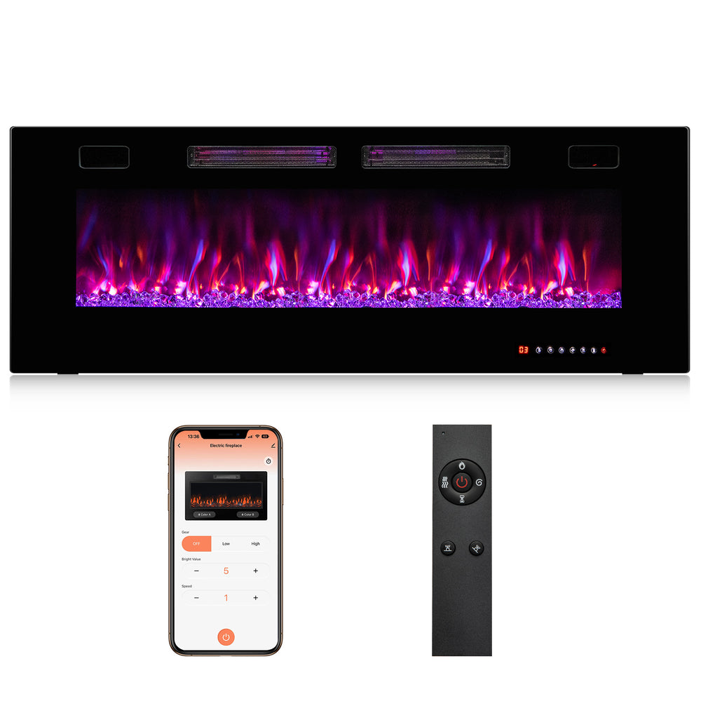 42/50/60/72 Inch Ultra-Thin Electric Fireplace with Decorative Crystals-50 inches - Gallery View 1 of 10
