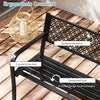 Curved armrests and inclined backrest of the 50-inch black outdoor garden bench for optimal comfort and breathability.