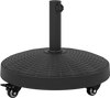 50 LBS Patio Wicker Style Resin Umbrella Base Stand Heavy Duty with Wheels