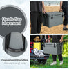 Gray 50 QT rotomolded cooler with convenient handles, ideal for camping and outdoor activities, supports up to 220 lbs.