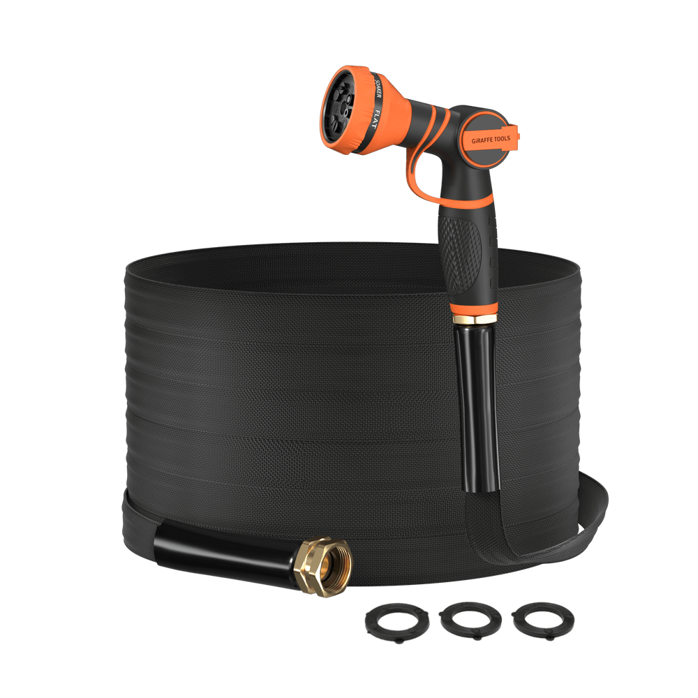 Giraffe Tools Lay Flat Water Hose - x 5/8” Black New