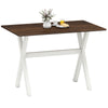 Modern dining table with sturdy rubber wood frame and X-shaped design, featuring a thickened wood grain surface for.