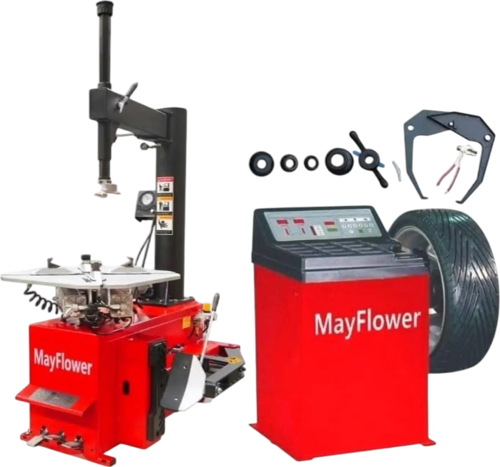 Mayflower Tools 980 + 800 Tire Changer Wheel Balancer Combo 3 HP Red Edition New