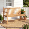 51/62inch Teak Outdoor Porch Bench 3-Seat Solid Wood Garden Patio Bench with Armrests-51 inch - Gallery View 1 of 10