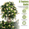 Artificial 51" topiary tree with three sun-resistant balls, featuring white blossoms and realistic foliage for versatile decor.