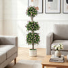 51" Artificial Topiary Tree with 3 Topiary Balls Sun-Resistant Fake Bushes-Purple - Gallery View 1 of 10