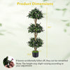 Artificial triple ball boxwood topiary tree, 51" tall with 59 purple blossoms, ideal for front porch or office decor.