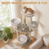 51" carpeted cat tree in beige with plush perches, perfect for indoor cats to explore and relax.