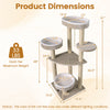 51" carpeted cat tree dimensions with plush perches, designed for indoor cats, featuring beige color and sturdy.