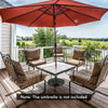 Outdoor umbrella base with wheels and handles, made of durable resin, suitable for 38/48 mm umbrella poles.