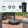 51LBS outdoor umbrella base with wheels and handles, adjustable for 1.5"/1.9" poles, ideal for patio use.