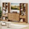 Freestanding 51-inch tall bookcase with 7 open cubes and large drawer in natural wood, perfect for stylish storage.