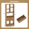 51-inch tall freestanding bookcase with 7 open cubes and a large drawer for organized storage in a natural finish.