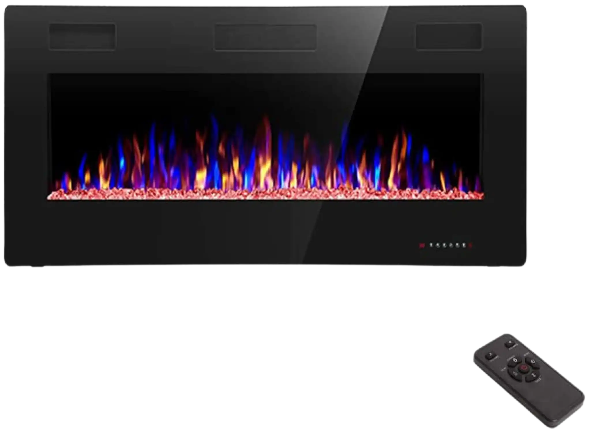 RW Flame 836C 750W-1500W 36 Inch Recessed and Wall Mounted Electric Fireplace With Remote Control Black New