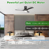 52-inch black flush mount ceiling fan with LED light, 6 speeds, and remote control, perfect for living rooms and.