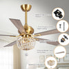 Parrot Uncle 52" Ganga Crystal Ceiling Fan with Lighting and Remote Control New