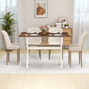 Modern dining table with X-shaped frame, wooden surface, and rubber wood legs, perfect for dining and entertaining.
