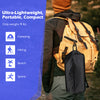 High back portable camping chair in black with compact carry bag, ideal for hiking and outdoor activities.