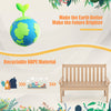 52-inch all-weather HDPE outdoor bench in teak color with backrest and armrests, perfect for gardens and porches.