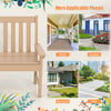 52-inch teak outdoor bench with backrest and armrests, made of all-weather HDPE, perfect for porch or garden use.