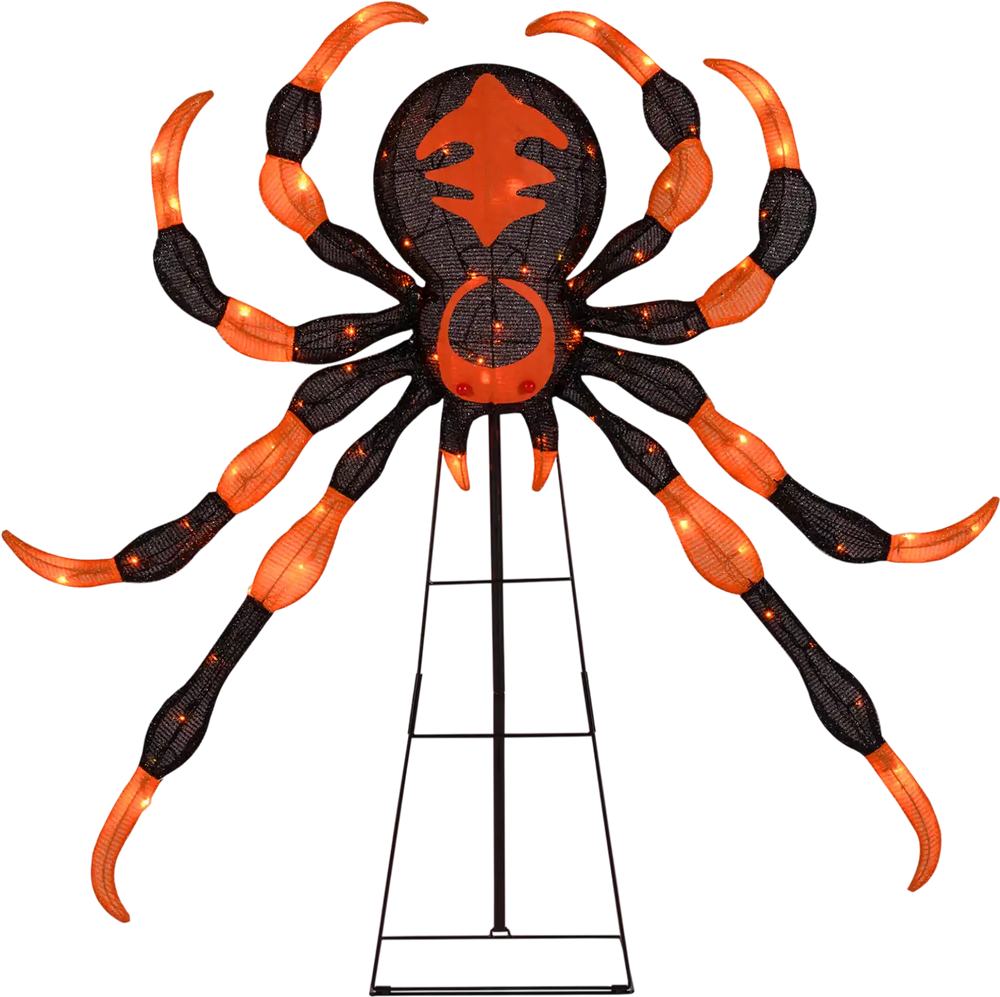 52 Inch Halloween Spider Decoration with 16 Flickering Warm White LEDs