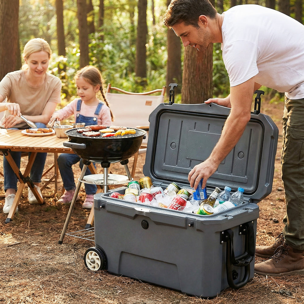 52 Quart Portable Hard Cooler with 6-Day Ice Retention and Wheels-Gray - Gallery View 1 of 10