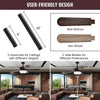 52-inch ceiling fan with remote control, featuring walnut blades, adjustable downrods, and reversible motor for.