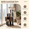 Multi-level cat tree with cozy top perch, soft padding, and sturdy scratching posts for indoor cats.