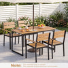 Acacia wood patio dining table with a 1.97" umbrella hole, designed for six guests, perfect for outdoor gatherings.