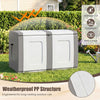 Gray 53-gallon patio container with lockable lid, waterproof PP material, ideal for outdoor storage and stylish side.