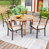 Round 53-inch outdoor acacia wood dining table for 4-6 people, featuring a slatted top and sturdy legs, ideal for.
