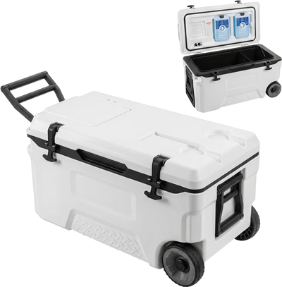 Costway 53 Qt Portable Rolling Cooler w/ Fish Ruler Outdoor 39171307 New