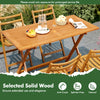 Patio dining table with teak finish, 54.5"x27.5", featuring an umbrella hole, ideal for backyard and poolside use.