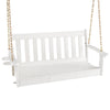 White 54-inch HDPE patio porch swing with cup holder, featuring slatted design and rustproof chains for outdoor use.