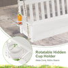 Rotatable hidden cup holder on the 54-inch white HDPE patio porch swing for easy drink access and comfort.