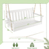 54-inch white HDPE patio porch swing with cup holder, designed for 2, featuring a slatted design and rustproof chains.