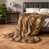 Luxurious 540GSM faux raccoon fur blanket in a soft, plush texture, perfect for beds and cozy relaxation.